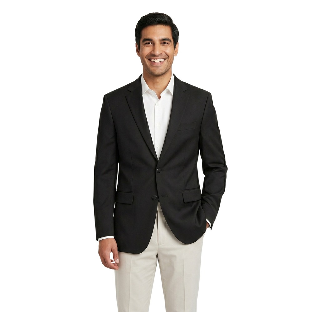 Vitali Mens Black Two Button Blazer Suit Jacket G1235-COLBY Size 42L‎